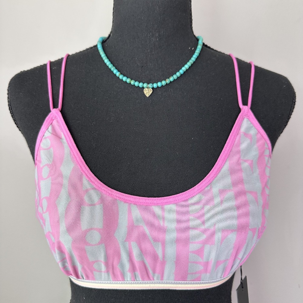 One Teaspoon Bralette‎ Women Medium Mesh Strappy On Repeat Geo Tech OTS Coquette